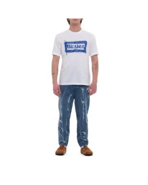 T Shirt For Man 24Sbluh02147 004547 100 di Blauer in Blue da Uomo