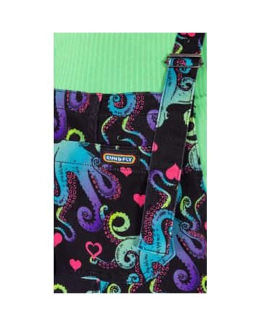 Run and Fly Green Octopus Love Twill Dungarees Xs