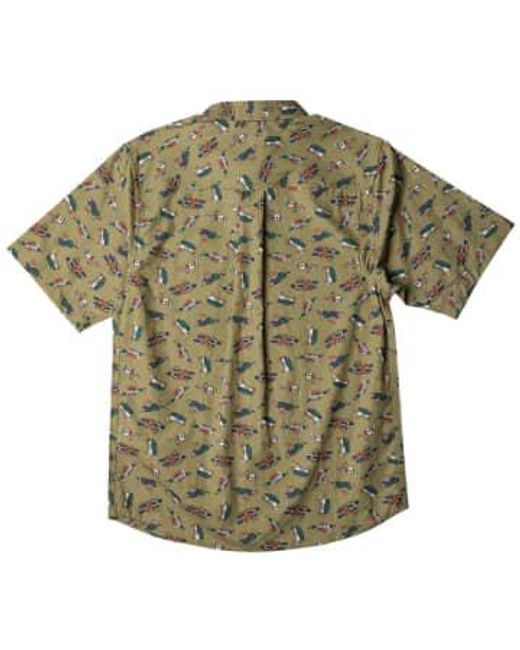 Kavu Green Festaruski Short Sleeve Shirt Summer Camp Small for men