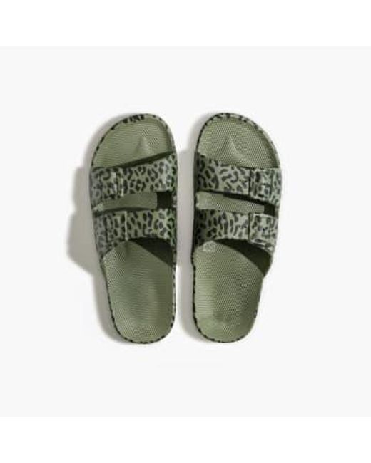 Leo Cactus Green Leopard Print Sandals di FREEDOM MOSES