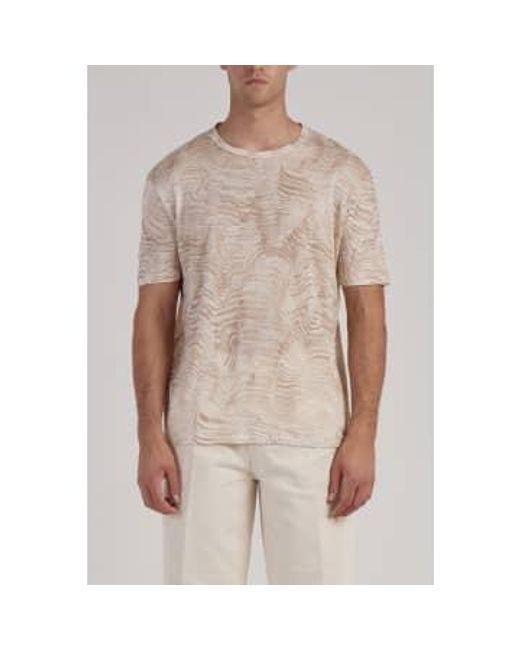 Daniele Fiesoli Brown Dunes Printed Linen T Shirt for men