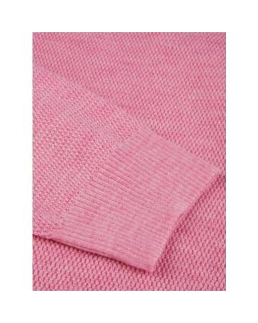 Stenstroms Pink Textured Merino Half Zip for men