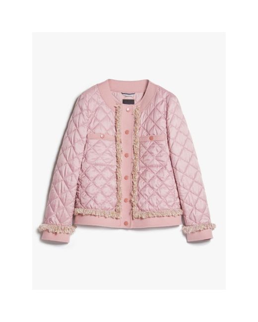 Weekend by Maxmara Peony Pink Ferro Quilted Fray Detail Jacket