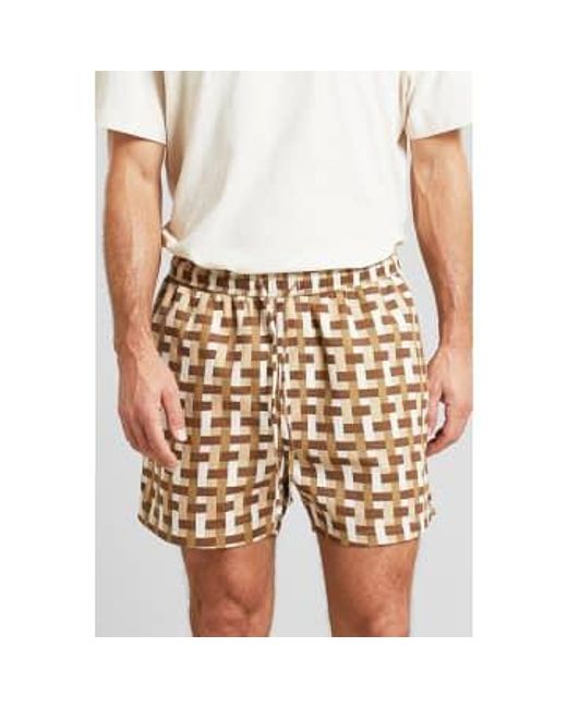 Dedicated Brown Rainy Day Essingen Weave Shorts for men