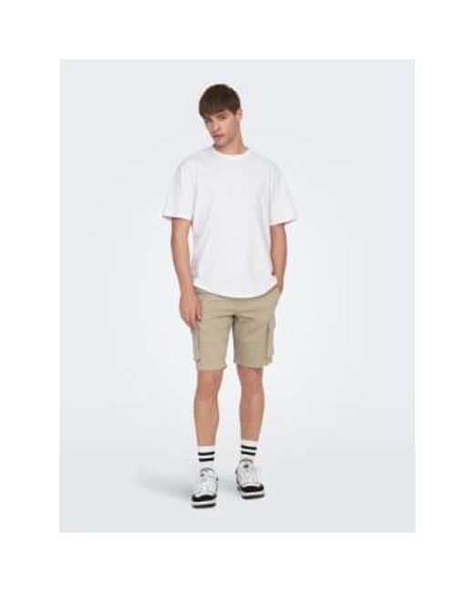 Only & Sons Natural Cargo Shorts for men