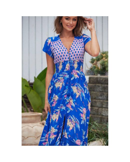 Jaase Blue Seashore Print Romi Maxi Dress