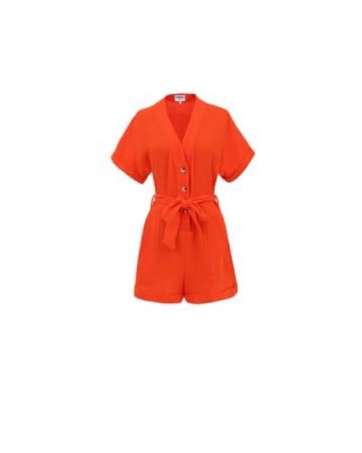 FRNCH Red Cotton Belted Playsuit Xs