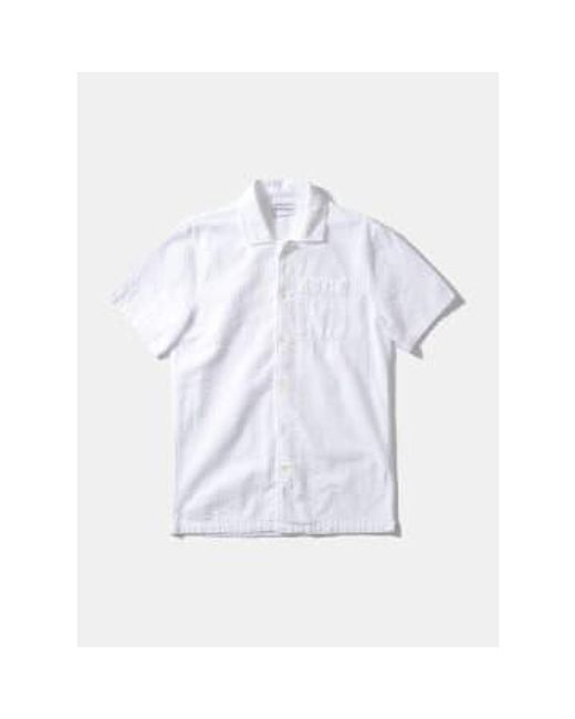 Edmmond Studios White Seersucker Short Sleeve Shirt Plain M for men