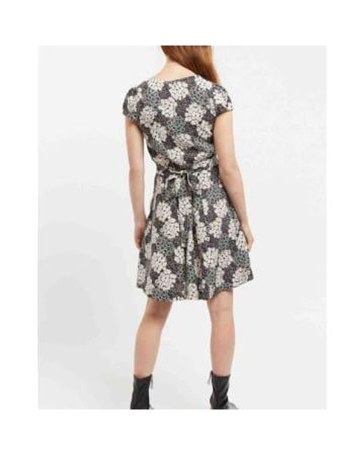 Lilac Louche Leonore Flower Patch Balloon Sleeve Midi Dress In Black And White di Lilac Rose in Gray