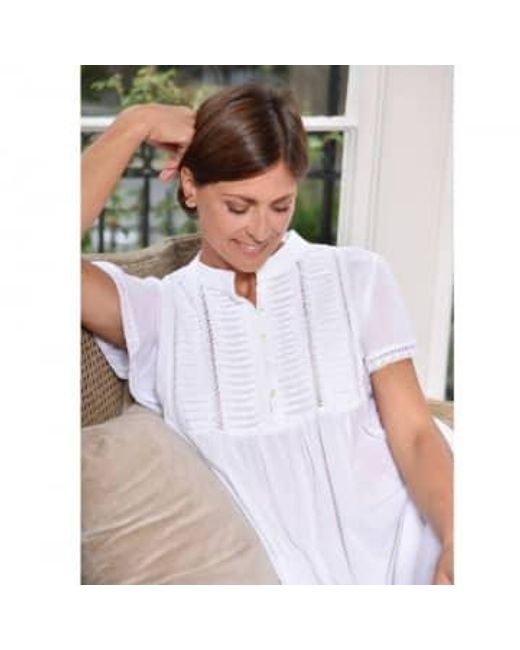 Powell Craft Multicolor Ladies Ruched Nightdress With Darin Collar 'lara' One Size
