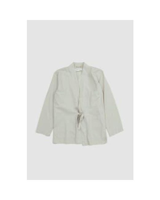Universal Works White Tie Front Jacket Organic Fine Poplin Driftwood S for men