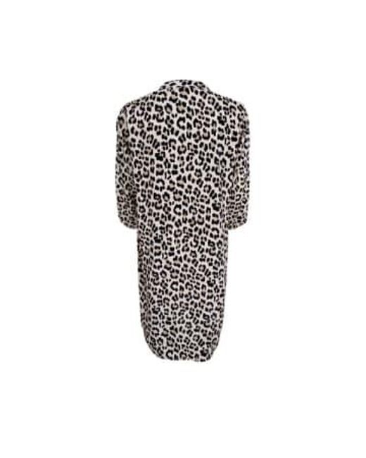 Vestido túnica pliegues estampado leopardo luna Black Colour de color Black