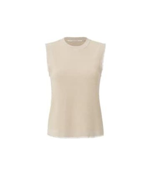 Sleeveless Textured Sweater With Frayed Edge Detail Or Gray Morn di Yaya in Natural