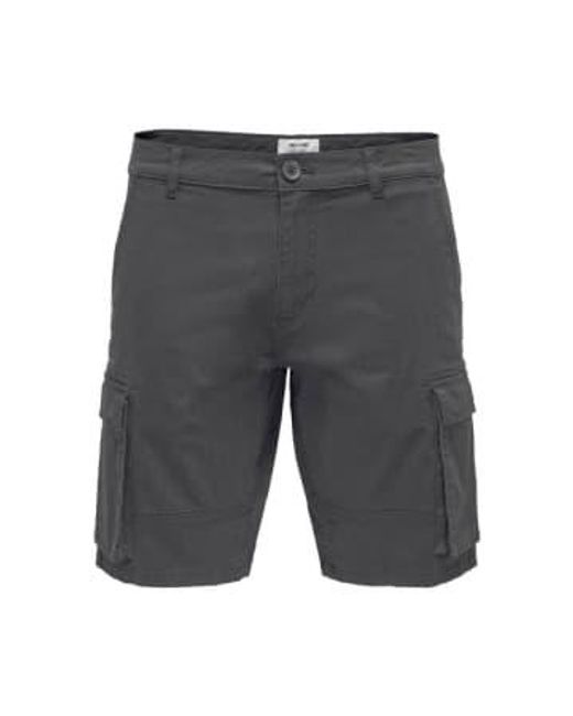 Only & Sons Gray Cargo Shorts / Small for men