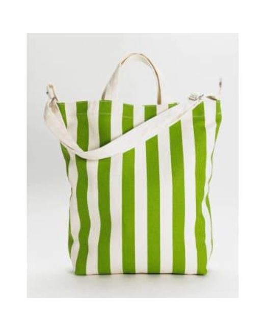 Baggu Green Duck Bag Awning Stripe Cotton