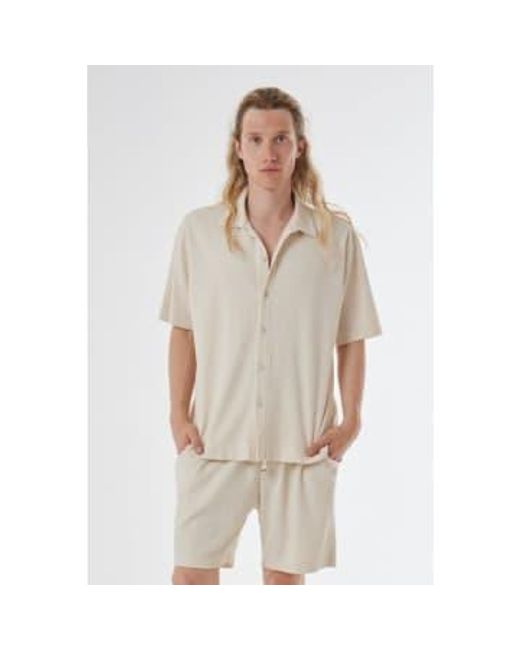 Daniele Fiesoli Natural Button Up Ribbed Shirt Cream Small for men