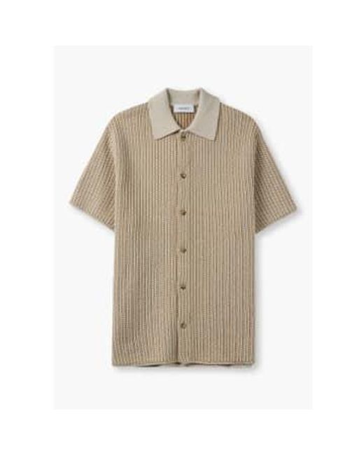 Mens Easton Knitted Shirt In Camelivory di Les Deux in Natural da Uomo