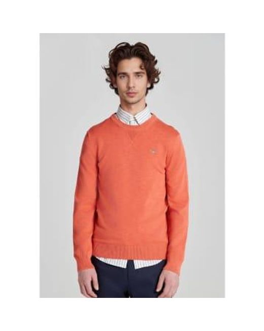 Gant Orange Cotton Flamme C-neck Knitwear for men