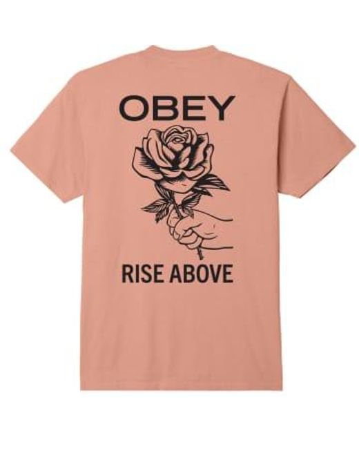 Obey Pink Rise Above T-shirt for men