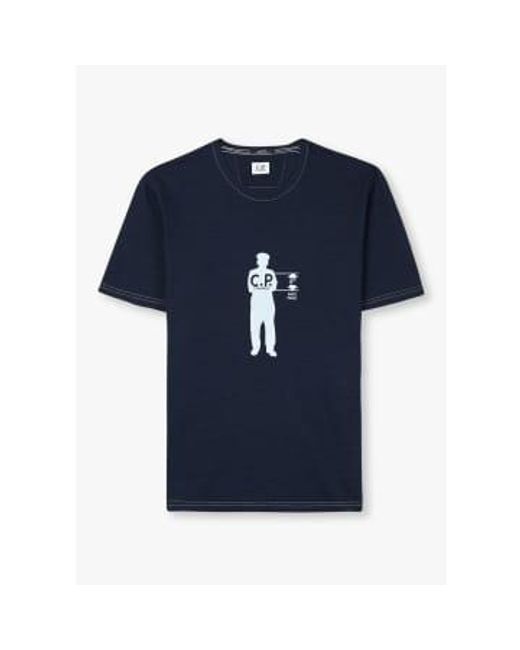 C P Company Blue S Printed Jersey T-shirt for men