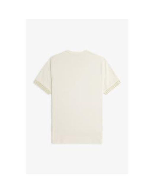 Fred Perry White Striped Cuff T-shirt for men