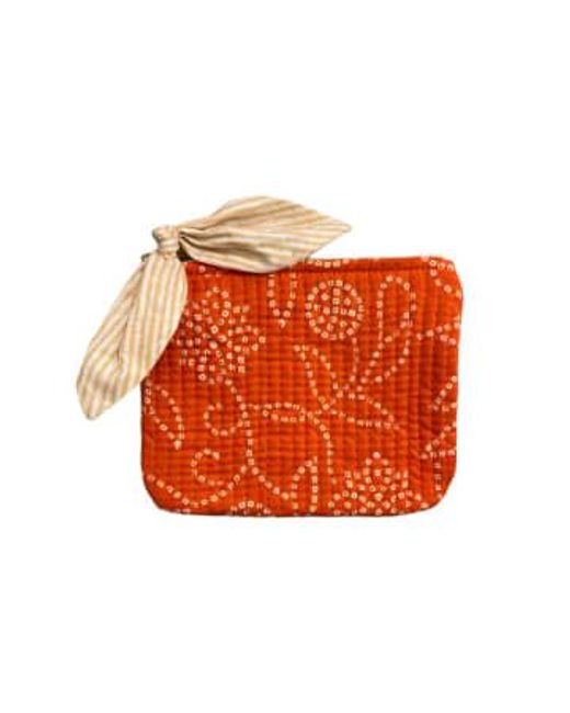 Behotribe  &  Nekewlam Orange Purse Cotton Quilted Block Printed Striped Tiger