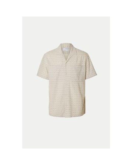 SELECTED White Egret Regular Mix Resort Shirt for men