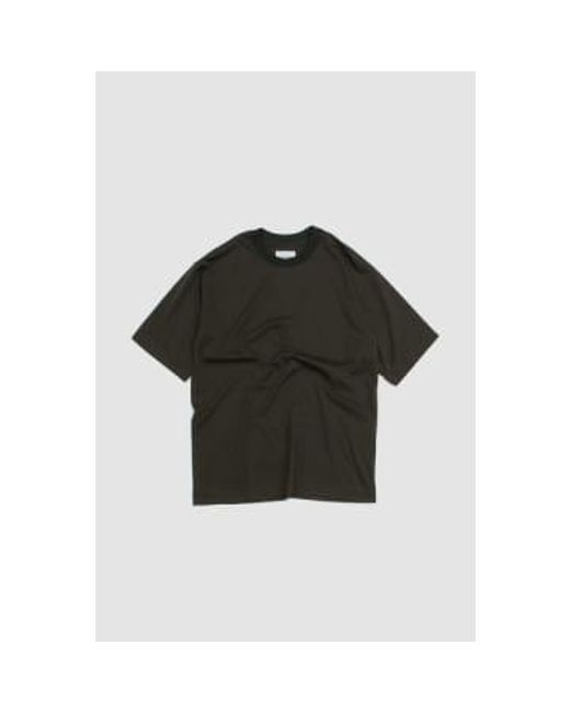 Still By Hand Black Knitted Rib T-shirt Dark Olive 2 for men