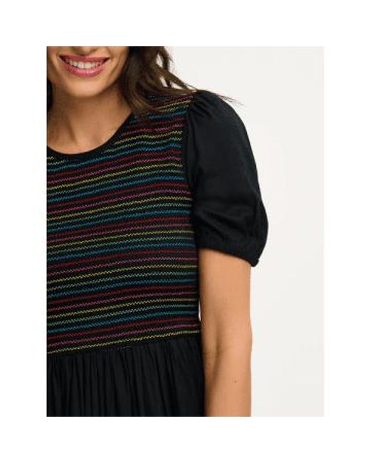 Antoinette Dress Rainbow Shirring di Sugarhill in Black