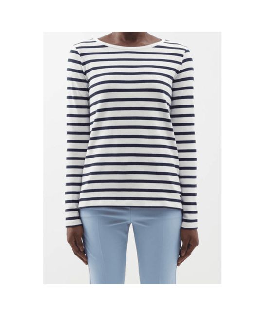 Weekend by Maxmara Blue Navy And Off White Fretty T Shirt