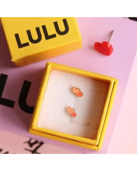 Lulu Pink 2hearts 1 Pcs Earring /gold /gold / Os