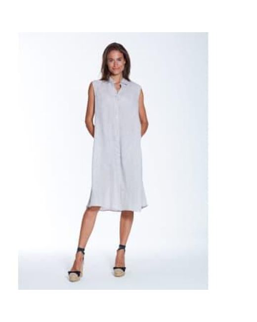 Cashmere Fashion White 0039italy Linen Dress Lina Sleeveless M / Blau