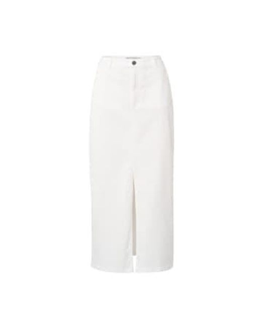 Yaya White Denim Maxi Skirt With Slit