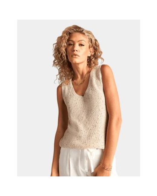 Riani Natural Knitted Glitter Specks Sleeveless Vest Col: 802 , Size: 14