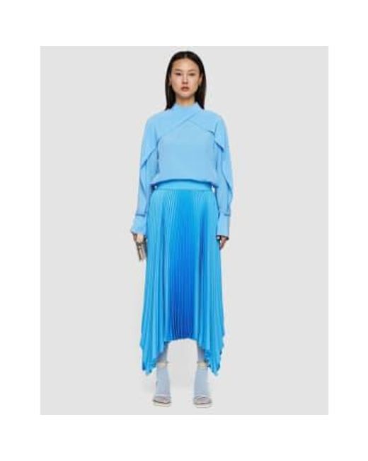 Joseph Blue Knit Weave Plissé Ade Skirt 38 / Dark Arctic