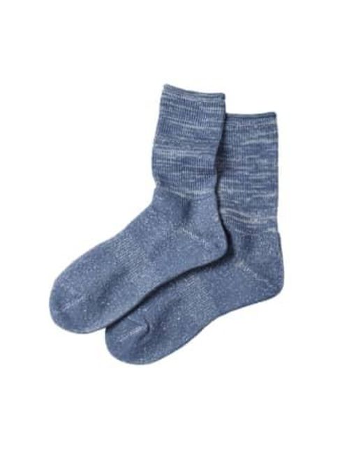 RoToTo Blue Washi Pile Crew Socks Slate / M for men