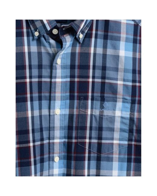 GANT Pacific Blue Indigo Regular Fit Shirt With Madras Check Print for Men  | Lyst