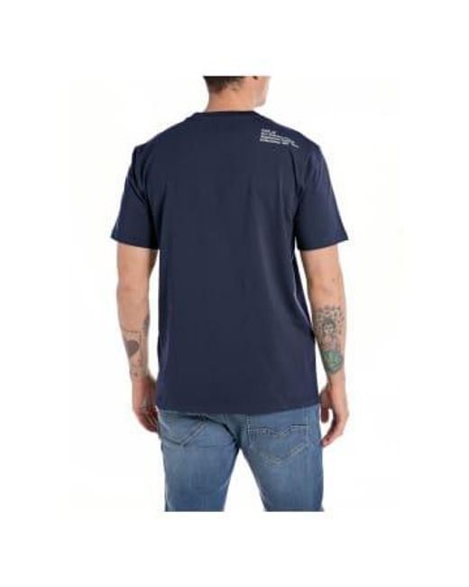 T-shirt à manches courtes à imprimé dans la marine Replay pour homme en coloris Blue