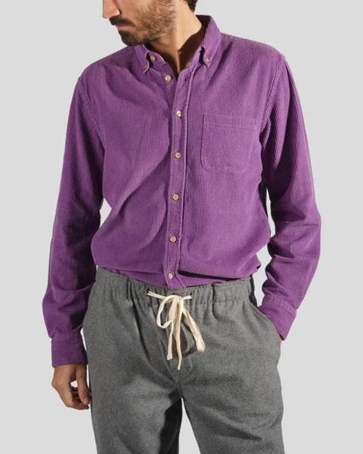 Portuguese Flannel Purple Lobo Corduroy Shirt for men