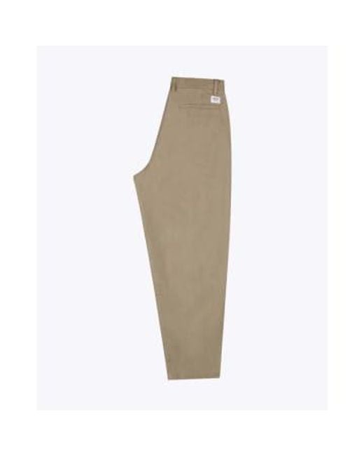 Wemoto Green Fletcher Olive Cotton Twill Pleated Trousers S