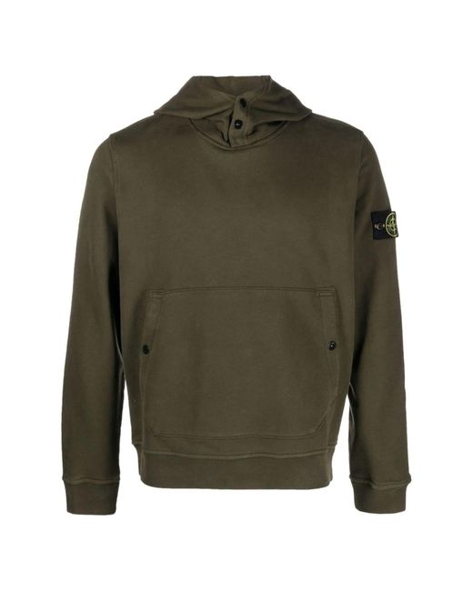 Stone Island 61720 Garment Dyed Hooded Sweatshirt Olive Green for Men | Lyst