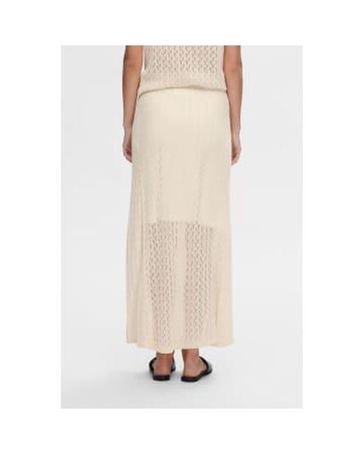 SELECTED White Birch Agny Long Knit Skirt Ecru / L