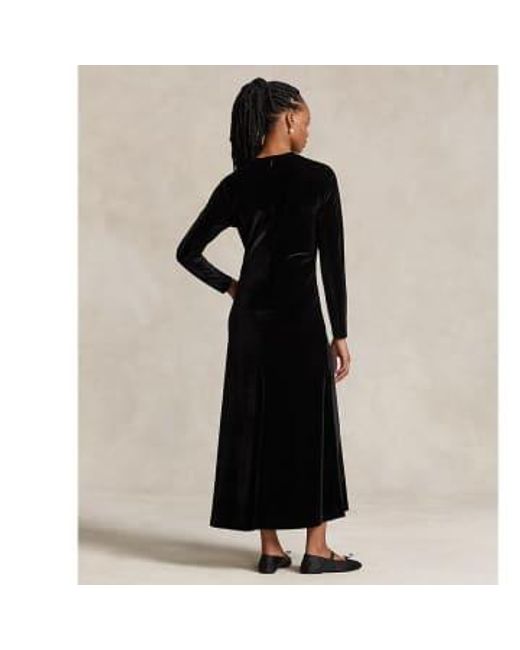 Ralph Lauren Black Velvet Long Sleeve Day Dress M