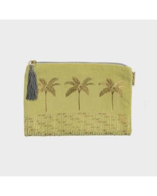 Clutch Cosmetic Bag Velvet Palms di Artebene in Green