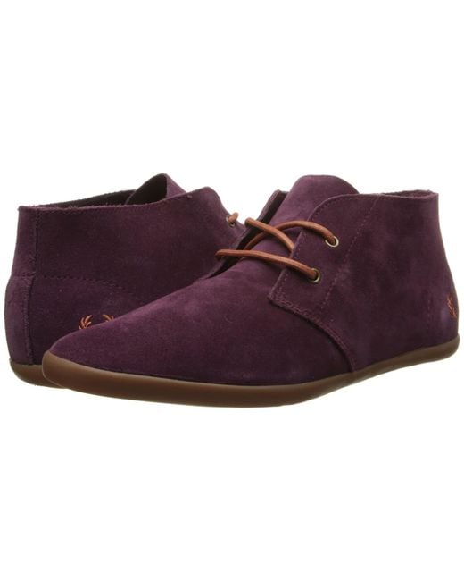Fred Perry Burgundy Roots Unlined Suede Shoes in Purple | Lyst