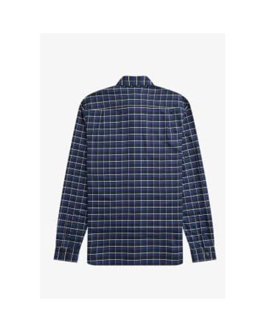 Fred Perry Blue Oxford Check Shirt Navy L for men