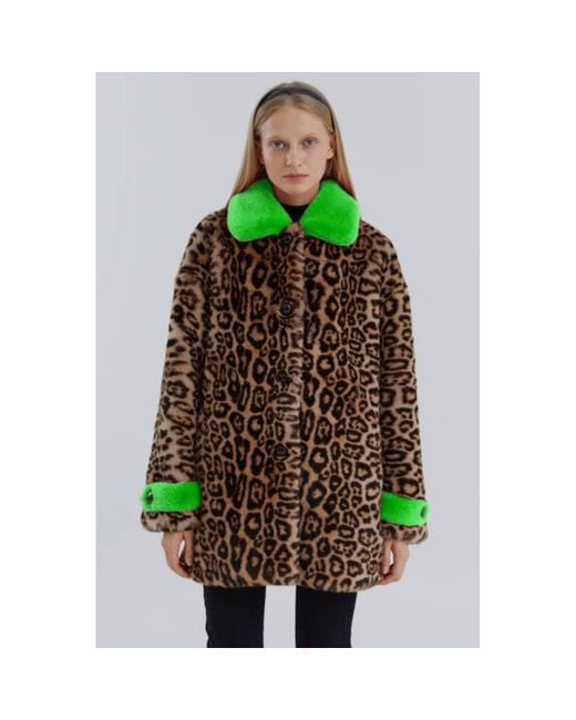 Molliolli New Mare Leopard And Neon Green Coat