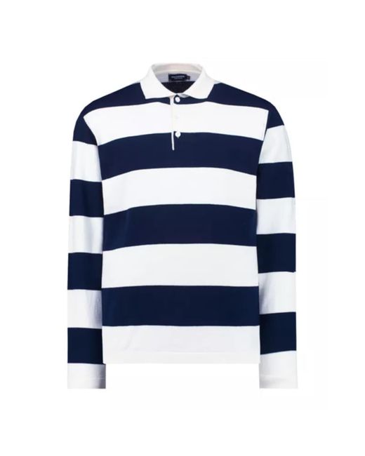 Holebrook Blue Berra rugger Ls Knit Top Navy White Stripe S for men