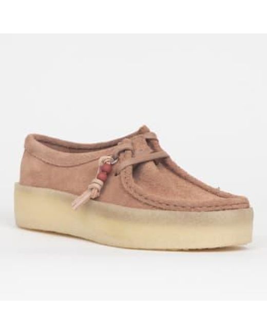 Clarks Natural Wallabee Cup Suede Shoes In Warm