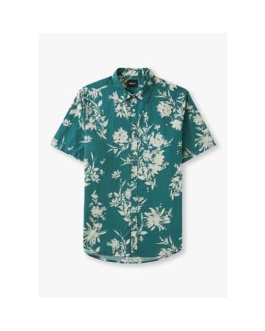 Replay Green S Floral Print Short Sleeve Shirt for men